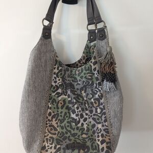 Sakroots Gray and Green Leopard Print Tote